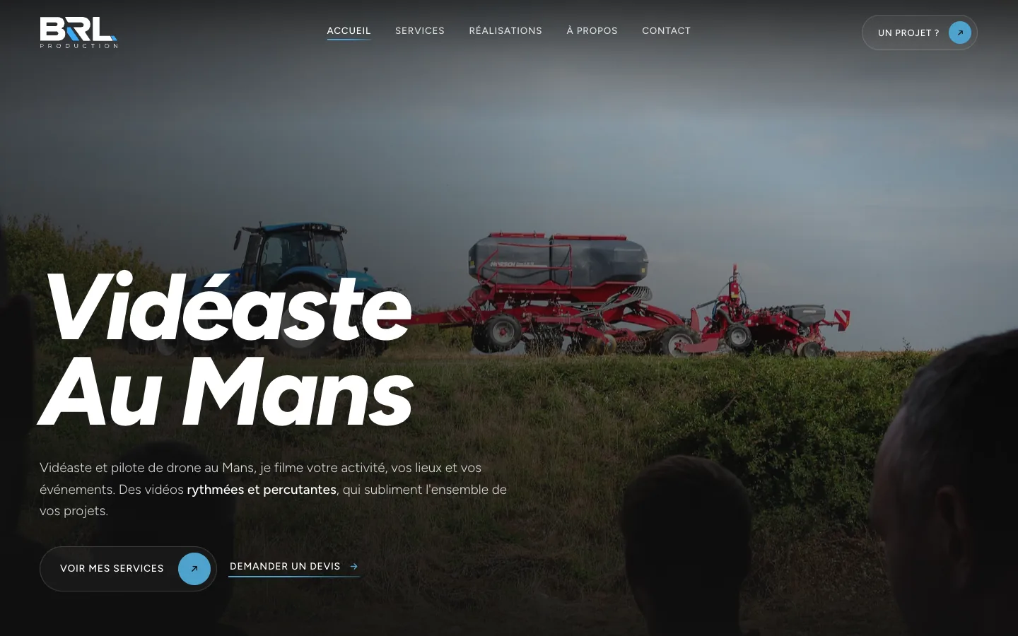 Page d'accueil du site de BRL Production